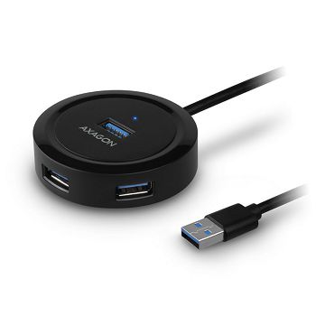 AXAGON HUE-P1A USB-A-Hub, 4x USB 3.0, externe Stromversorgung - 30 cm HUE-P1A