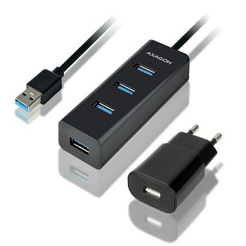 AXAGON HUE-S2BP USB-A-Hub, 4x USB 3.0, externe Stromversorgung - 1,2 m, Netzteil HUE-S2BP