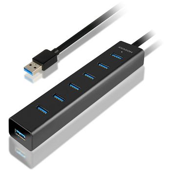 AXAGON HUE-SA7BP USB-A-Hub, 7x USB 3.0, 1x Micro-USB - 400 mm Kabel, Netzteil HUE-SA7BP