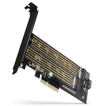 AXAGON PCEM2-D PCIe 3.0 adapter, 1x M.2 NVMe, 1x M.2 SATA, up to 22110 - passive cooling PCEM2-D