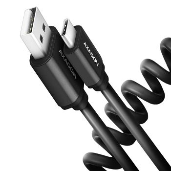AXAGON BUCM-AM10TB Twister-Kabel, USB-C auf USB-A 2.0, schwarz - 0,6m BUCM-AM10TB