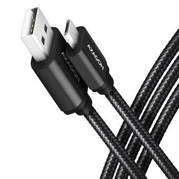 AXAGON BUMM-AM20AB Kabel Micro-USB auf USB-A 2.0, schwarz - 2m BUMM-AM20AB