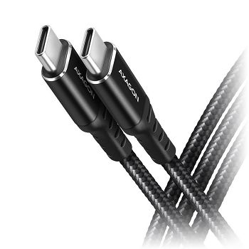 AXAGON BUCM-CM10AB USB-C zu USB-C 2.0 Kabel, 1m, PD 60W, 3A, geflochten - schwarz BUCM-CM10AB