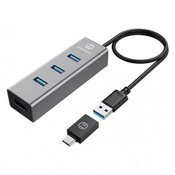 Graugear USB-HUB, 4 Ports, inkl. USB-C-Adapter G-HUB4-AC