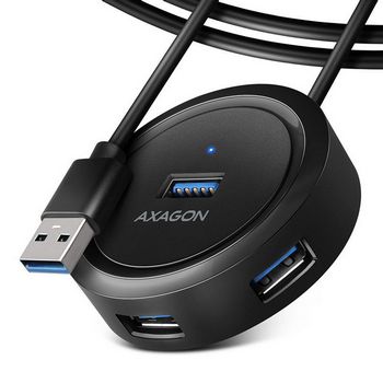 AXAGON HUE-P1AL 4x USB 3.2 Gen 1, runder Hub, 1,2 m USB-A Kabel HUE-P1AL