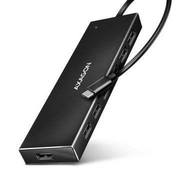 AXAGON HUE-F7C 7x USB 3.2 Gen 1 Aluminium Flat Hub, 30 cm USB-C-Kabel HUE-F7C