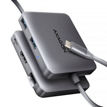 AXAGON HMC-5HL 2x USB-A, HDMI, LAN, USB 3.2 Gen 1 hub, PD 100W - grau-HMC-5HL