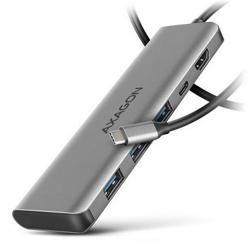 AXAGON HMC-5H USB-C 3.2 Gen 1 hub, 3x USB-A, 4K HDMI, PD 100W - Silber-HMC-5H