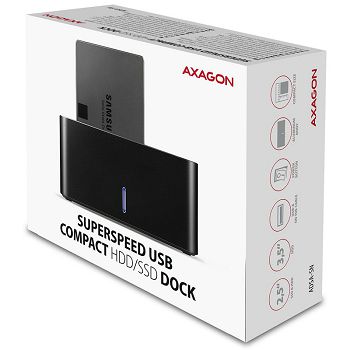 AXAGON ADSA-SN Dockingstation, USB 3.0, 1x 2,5"/3,5" SSD/HDD, SATA 6 - schwarz ADSA-SN