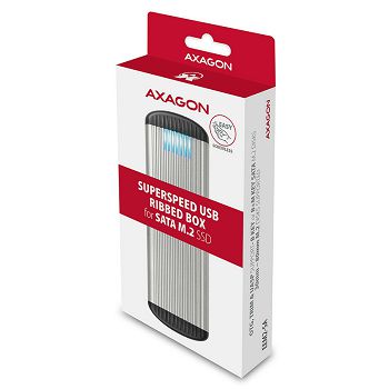 AXAGON EEM2-SA USB micro-B 3.2 Gen 1 - M.2 SATA SSD Gehäuse, Werkzeuglos - gerippt EEM2-SA