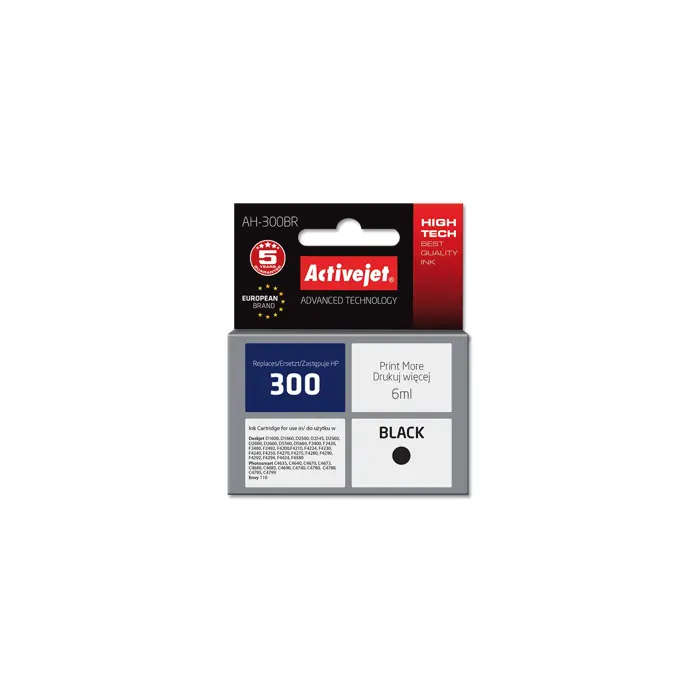 Activejet AH-300BR ink (replacement for HP 300 CC640EE; Premium; 6 ml; black)