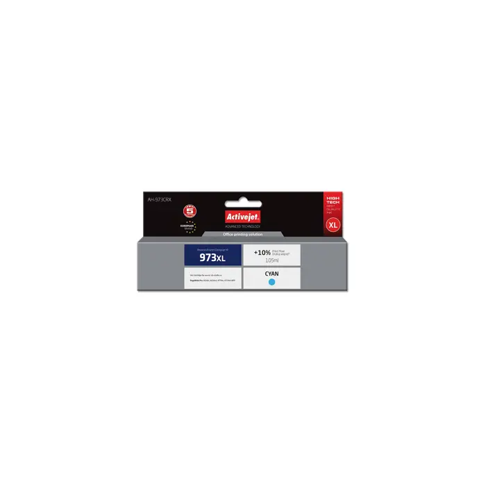 Activejet AH-973CRX ink (replacement for HP 973XL F6T81AE; Premium; 105 ml; cyan)