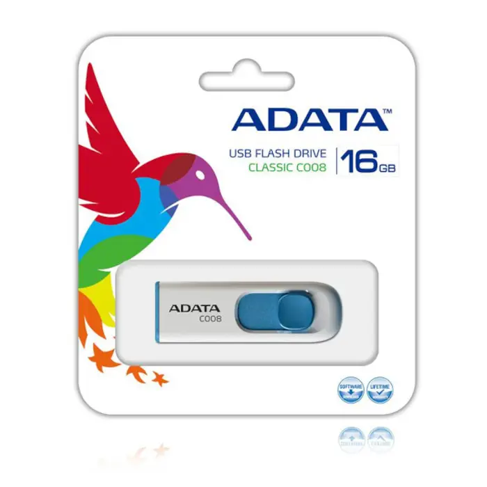 ADATA C008, 16GB, USB2.0, bijelo-plavi
