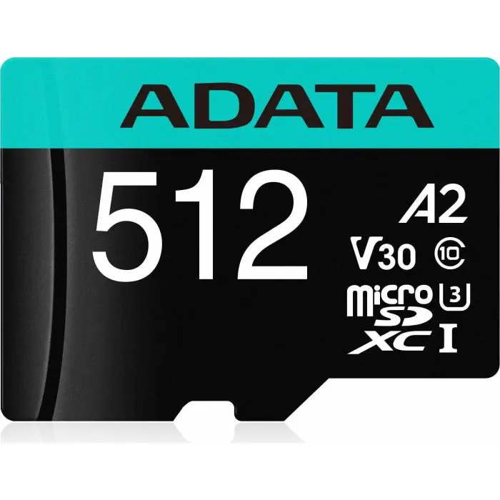 ADATA Premier Pro 512 GB microSDXC, memory card (Class 10, UHS-I U3, V30, A2)