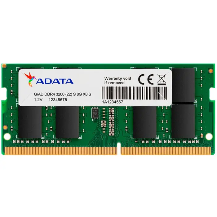 ADATA SO-DIMM 8 GB DDR4-3200, memory (green, AD4S32008G22-SGN, Premier, XMP)