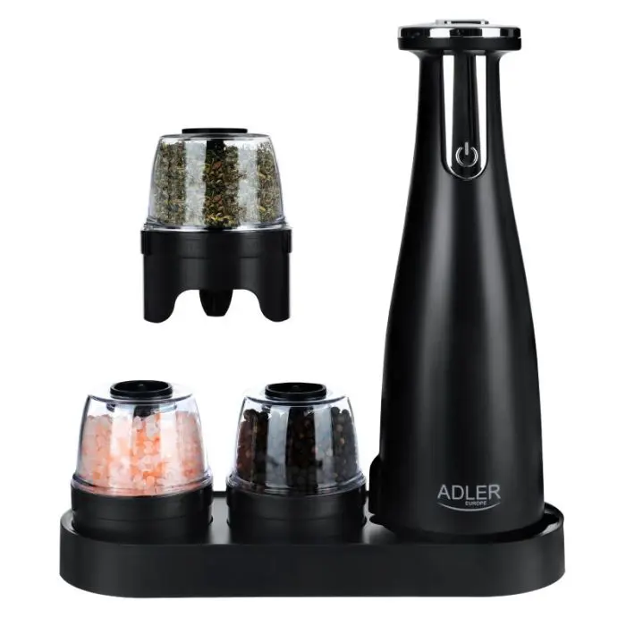 Adler AD4449b Electric salt and pepper mill - set of 3 grinders - USB