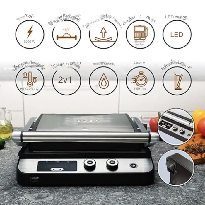 Adler Electric Grill LED 2in1 AD 3059