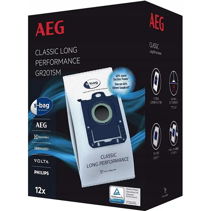 AEG GR201SM Classic vacuum cleaner bags (pack of 12)