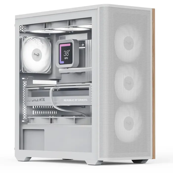 Aerocool D501A PC-Gehäuse, Midi-Tower, ATX, Tempered Glass - white-ACCM-DS01043.21