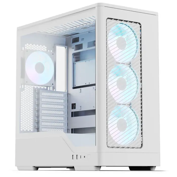 Aerocool D520A PC-Gehäuse, Midi-Tower, ATX, Tempered Glass, RGB - white-ACCM-DS05143.21