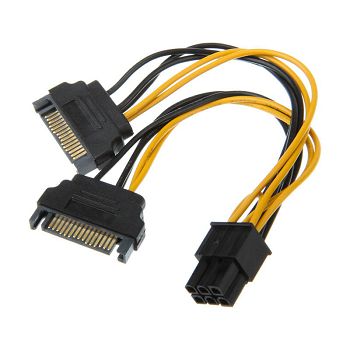 Akasa 2x 15-Pin-SATA na 1x 6-Pin-PCIe Adapter AK-CBPW13-15