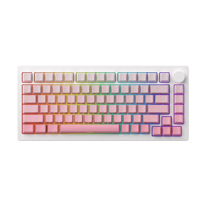 AKKO MonsGeek  M1W SP Pink&White Gaming-Tastatur, Wireless, RGB, V3 Piano Pro Switch - silber, ANSI (US)-6975351383307