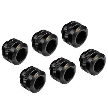 Alphacool Icicle Pro Connection 13mm Hardtube Fitting G1/4, 6-Pack - black 