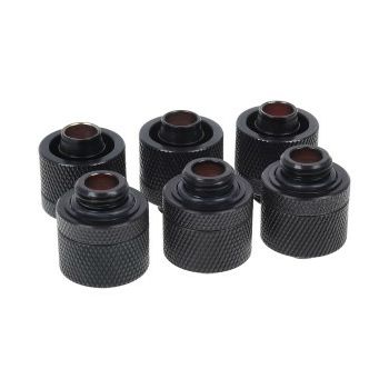 Alphacool HF G1/4 3/8"ID x 5/8"OD Compression Fitting - Deep Black - Six Pack