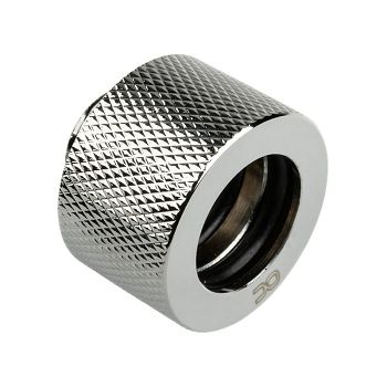 Alphacool HT connection straight G1/4 inch AG to 16mm OD hard tube - knurled, shiny silver 