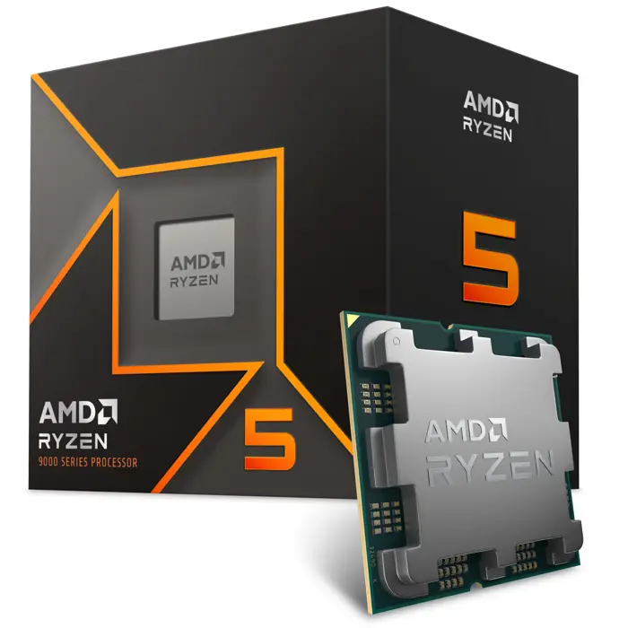 AMD Ryzen 5 9600 CPU, 6 Kerne, 5,2 GHz, AM5 (Zen 5) - boxed, mit Kühler-100-100000718BOX
