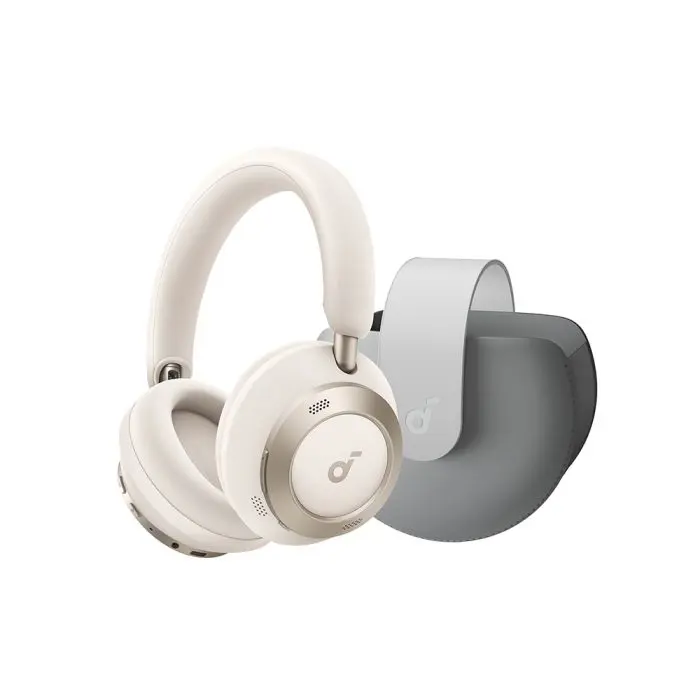 Anker Soundcore Space One Pro On-Ear Wireless Headphones, White + Gift Travel Case