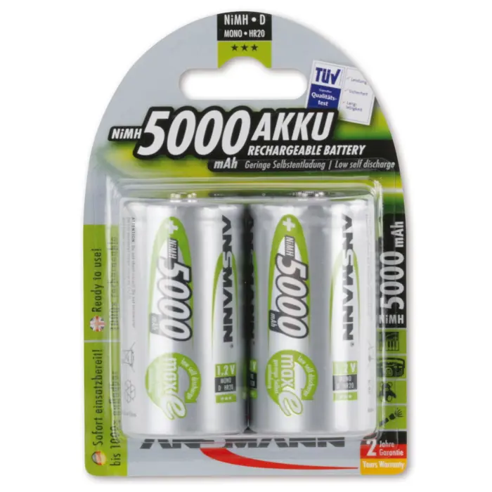 Ansmann 5000mAh NiMh, Akku silver