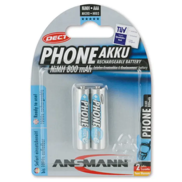 Ansmann Micro NiMh battery 2xAAA 800mA