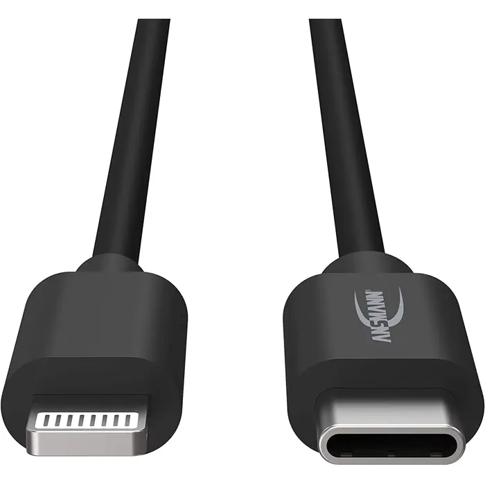 Ansmann USB-C Lightning data and charging cable, 2 meters (black)
