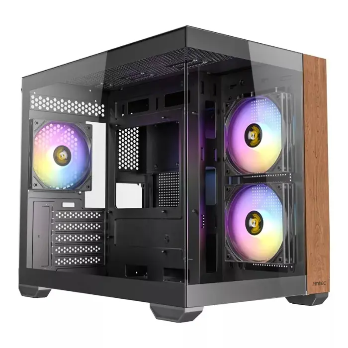 Antec CX600M Wood PC Gehäuse, Mini-Tower, Micro-ATX, Tempered Glass - schwarz, Holz-0-761345-10138-7