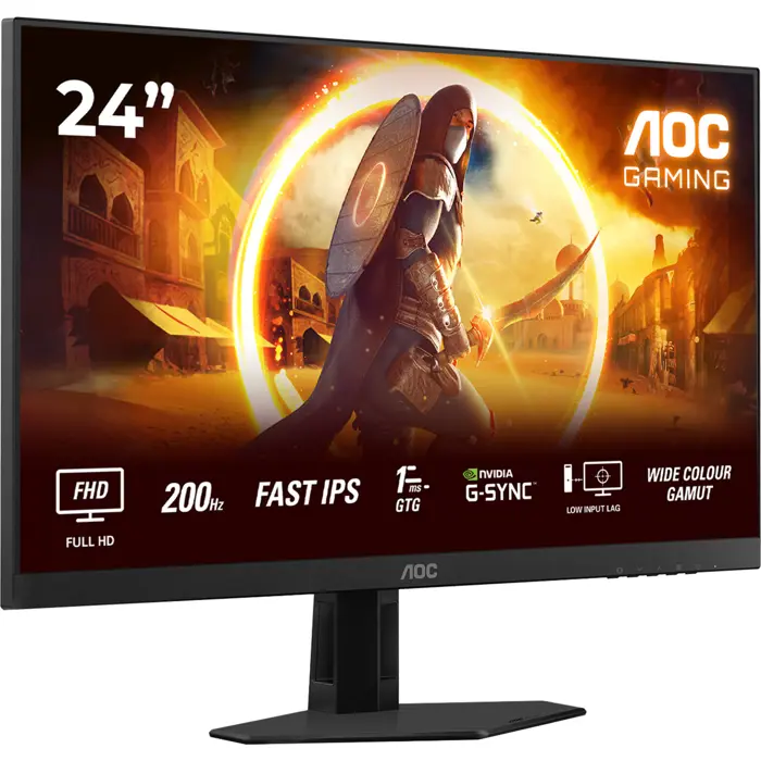 AOC 24G4HRE (60.5 cm (23.8 inches), black/red, FullHD, Fast-IPS, HDR10, HDMI, DP, 200Hz panel)