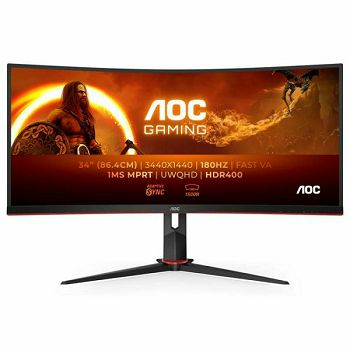 AOC LED 34", CU34G2XP, HDMIx2, DP, 180Hz, 1ms