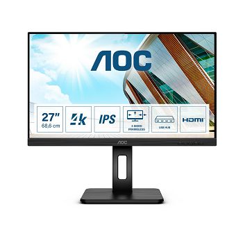 Monitor AOC 27" U27P2CA, IPS, Adaptive-Sync, 2xHDMI, DP, 4xUSB 3.2, USB-C, Zvučnici, Pivot, 4K