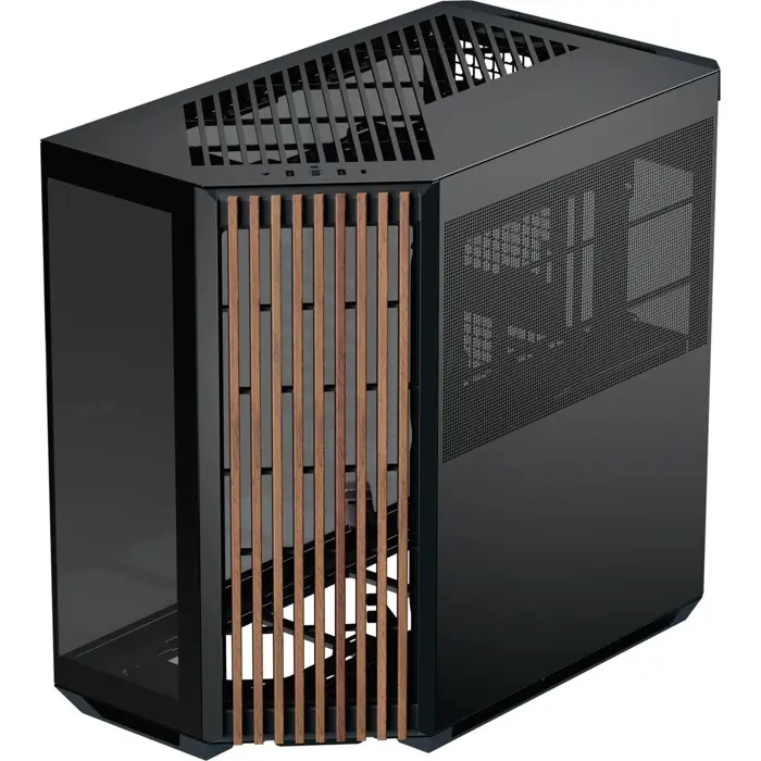 APNX V1-W-BK-v1, Tower case (black/wood, tempered glass x 2)