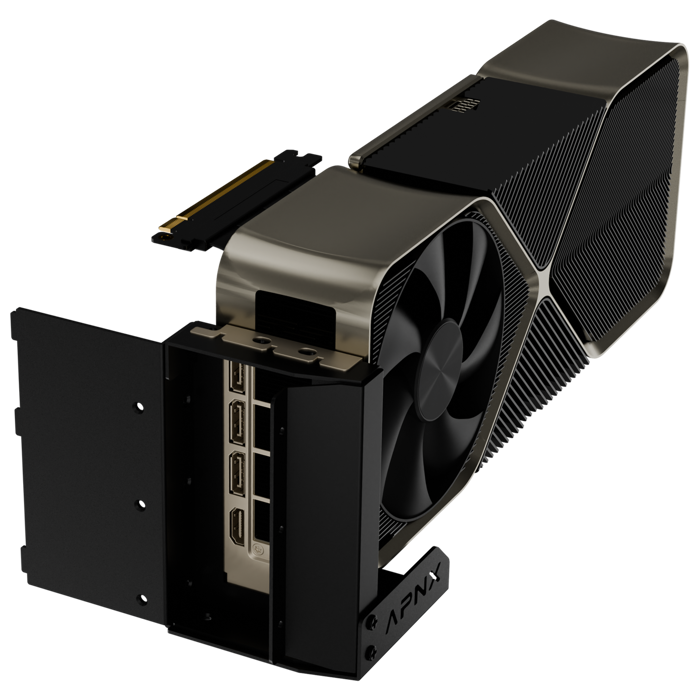 APNX Vertical GPU Holder Kit 2, nosač grafičke kartice, PCIe 5.0 riser, crni