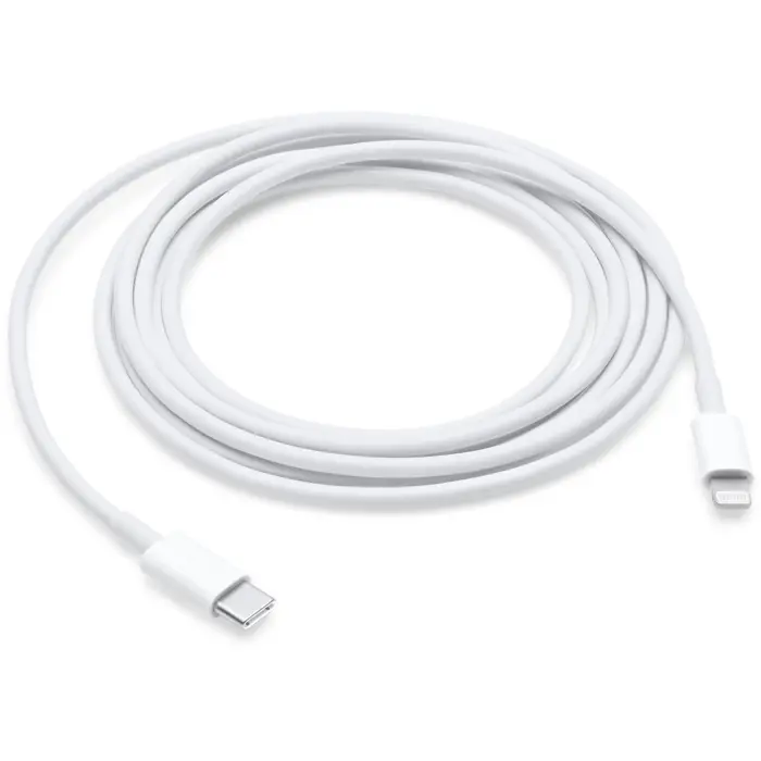Apple USB adapter cable, USB-C plug > Lightning plug (white, 2 meters, PD, charging with up to 100 watts)