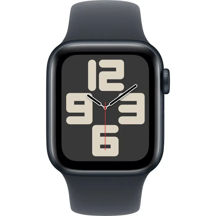 Apple Watch SE (black, aluminium, 40 mm, sports bracelet midnight S/M)