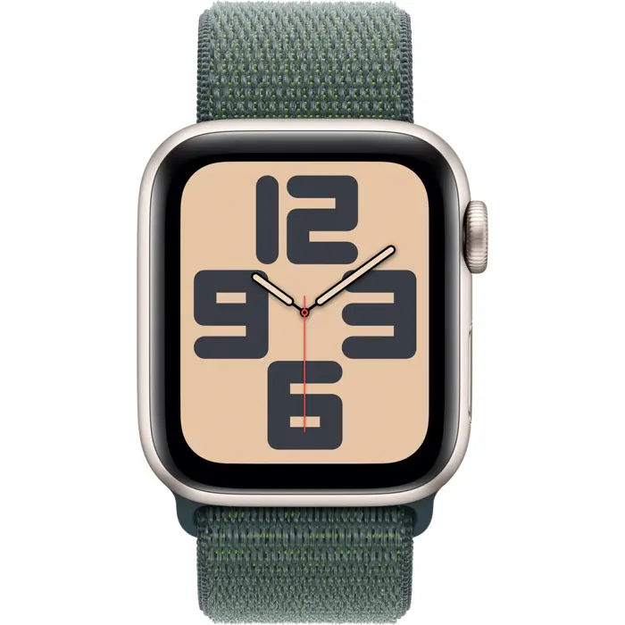 Apple Watch SE, Smartwatch (champagne, aluminum, 40 mm, Sport Loop Sea Green)