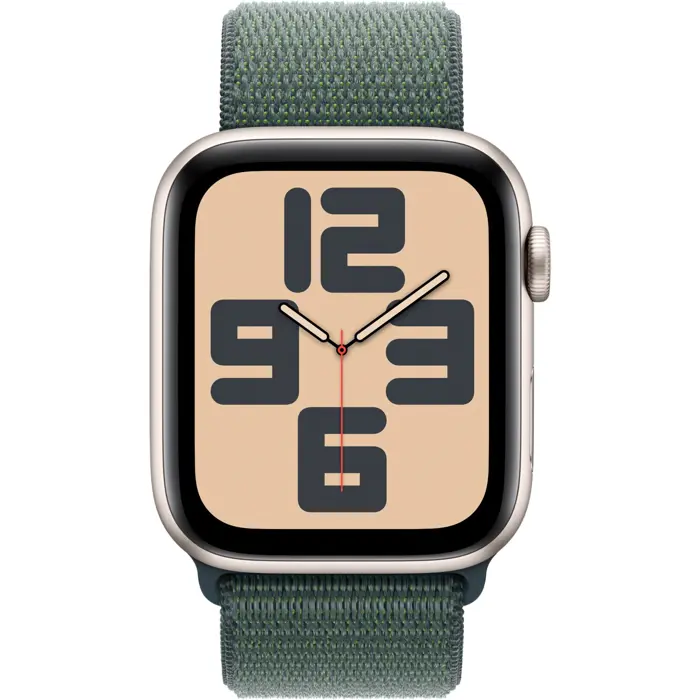 Apple Watch SE, Smartwatch (champagne, aluminum, 44 mm, Sport Loop sea green, cellular)
