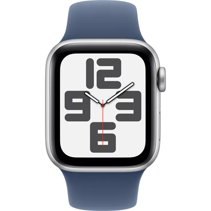 Apple Watch SE, Smartwatch (silver, aluminum, 40 mm, sports strap Denim S/M)