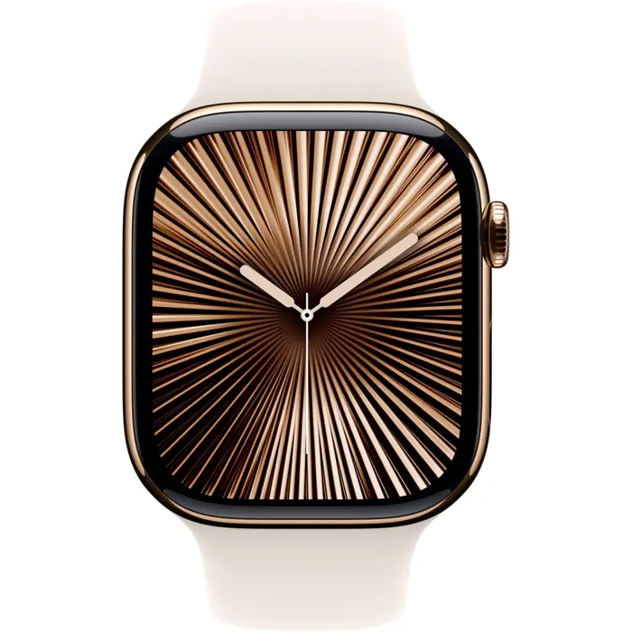 Apple Watch Series 10, Smartwatch (gold, titanium case, 46 mm, Polar Star S/M sport band, cellular)