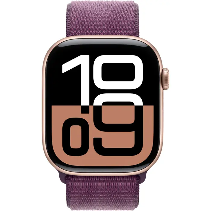 Apple Watch Series 10, Smartwatch (rose gold, aluminum, 42 mm, Sport Loop plum)