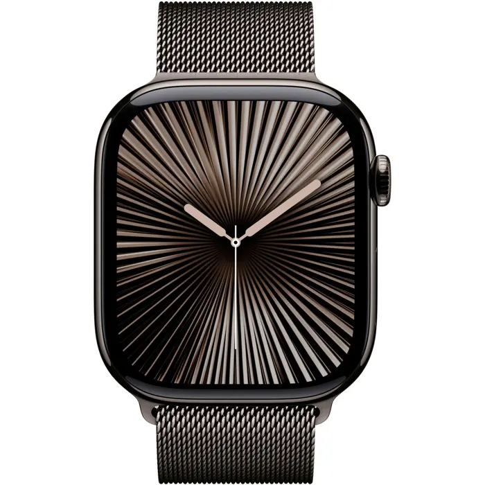 Apple Watch Series 10, Smartwatch (slate, titanium case, 46 mm, Milanese strap slate M/L, cellular)
