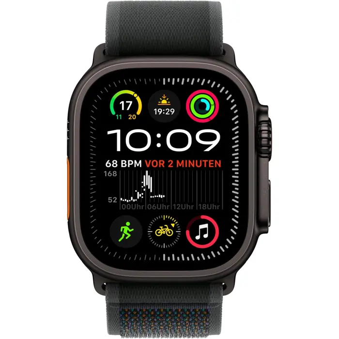 Apple Watch Ultra 2, Smartwatch (black, 49 mm, Trail Loop black S/M, titanium case, cellular)