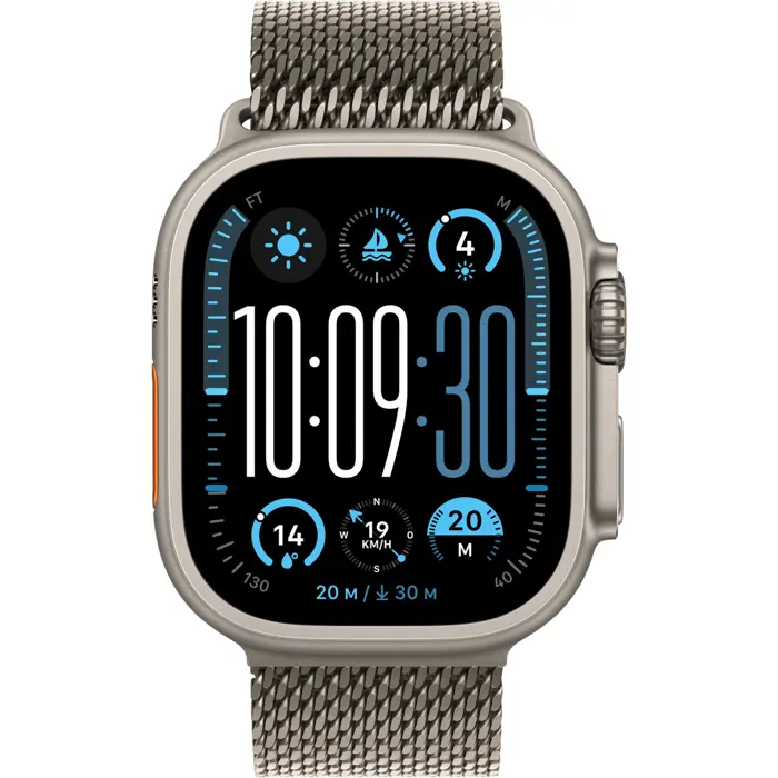Apple Watch Ultra 2, Smartwatch (grey, 49 mm, Milanese strap titanium natural, titanium case, cellular)